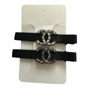 Chic Black Hair Clips with Silver Accents